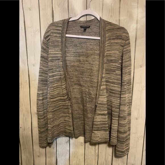 Eileen Fisher Drape Open Front Space Dye Cardigan Sweater Gray Size Medium. - Picture 2 of 5